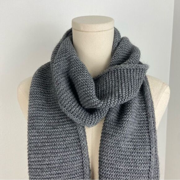 Men’s Gray Knit Wool Blend Scarf Contemporary Hipster Office Work Unisex OS - Picture 8 of 9
